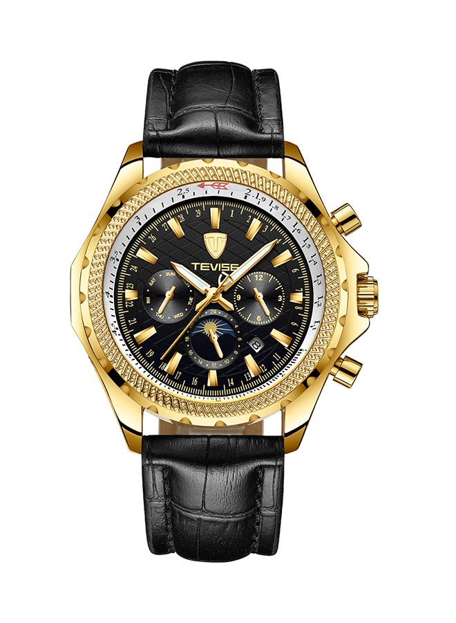 Tevise men Stainless Steel BAnd Mechanical Watch - 47 mm - Black - Image 1