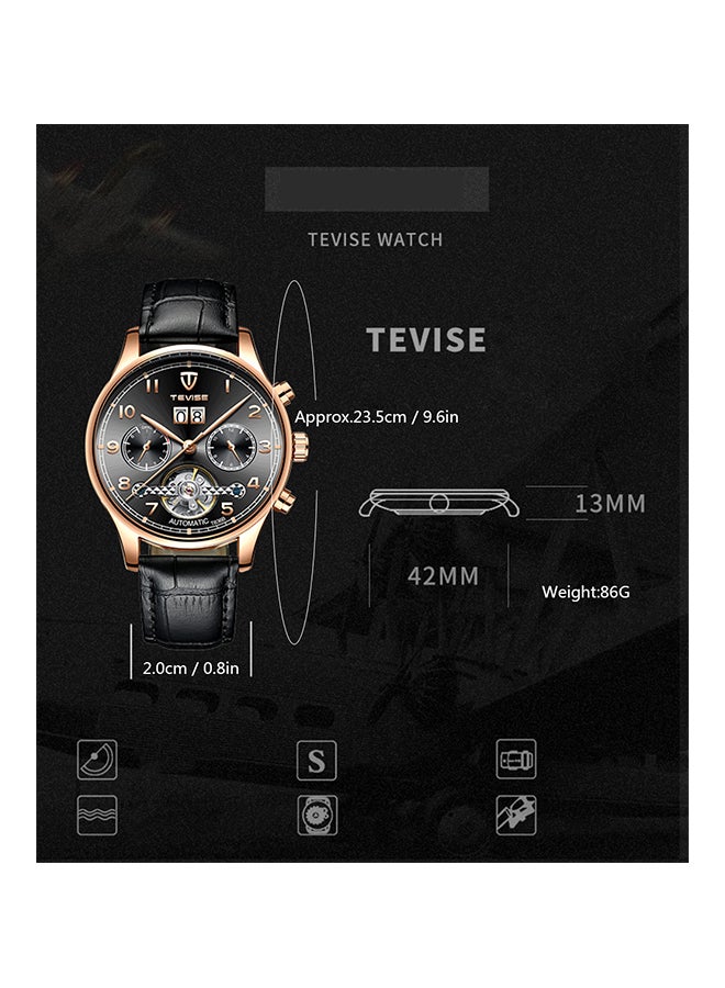 Tevise Men's Stainless Steel BAnd Mechanical Watch - 44 mm - Black - Image 3