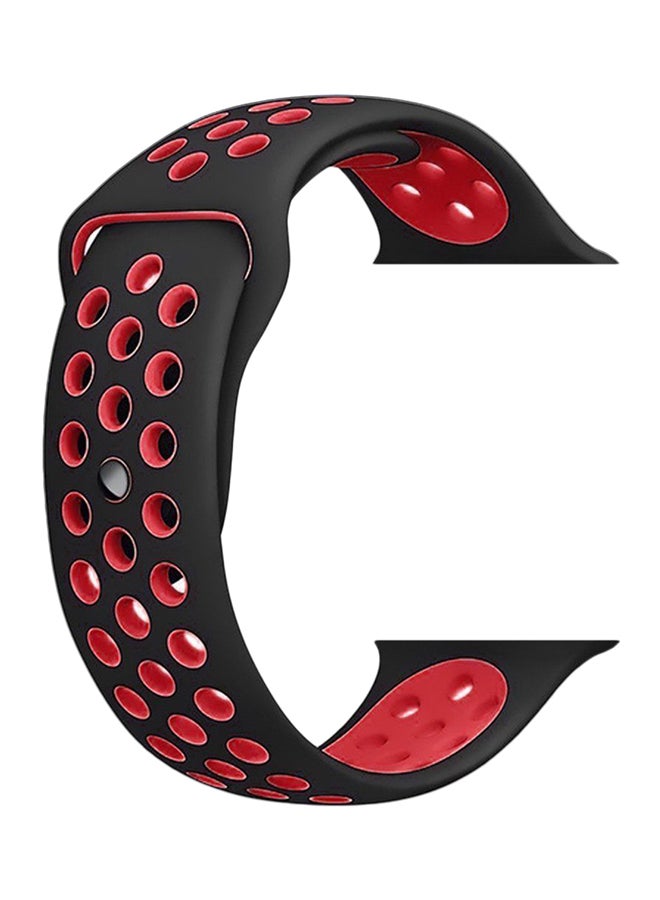 Silicone Replacement Sports Strap Watch Band For Apple Watch iWatch 42mm 38mm Black/Red