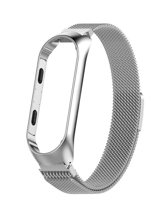 Magnetic Milanese Stainless Steel Watch Band For Xiaomi MiBand 3 Silver