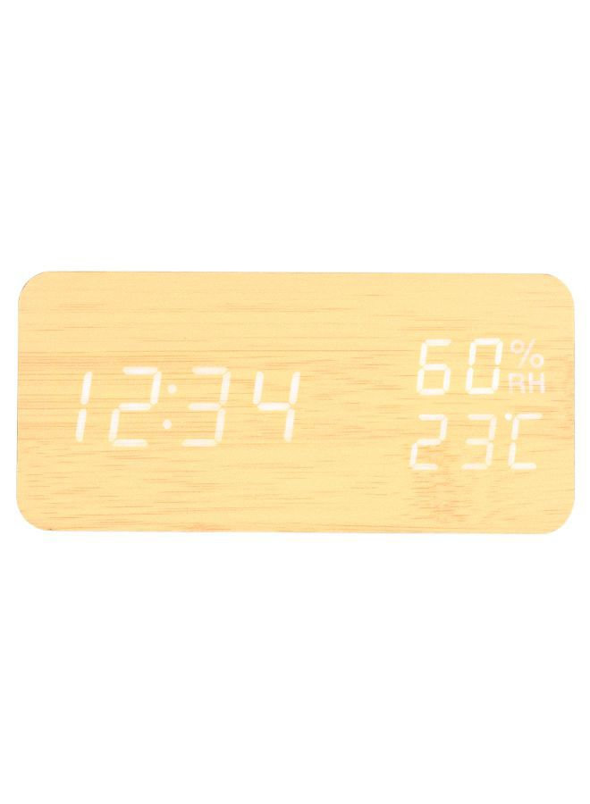 LED Digital Sound Control Alarm Clock Natural Wood  - Image 1