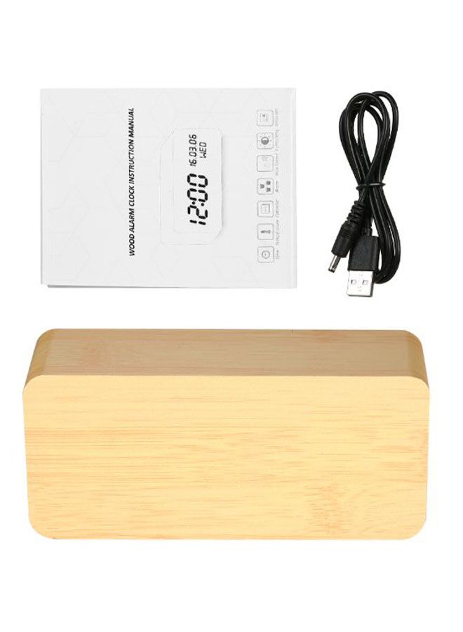 LED Digital Sound Control Alarm Clock Natural Wood  - Image 2