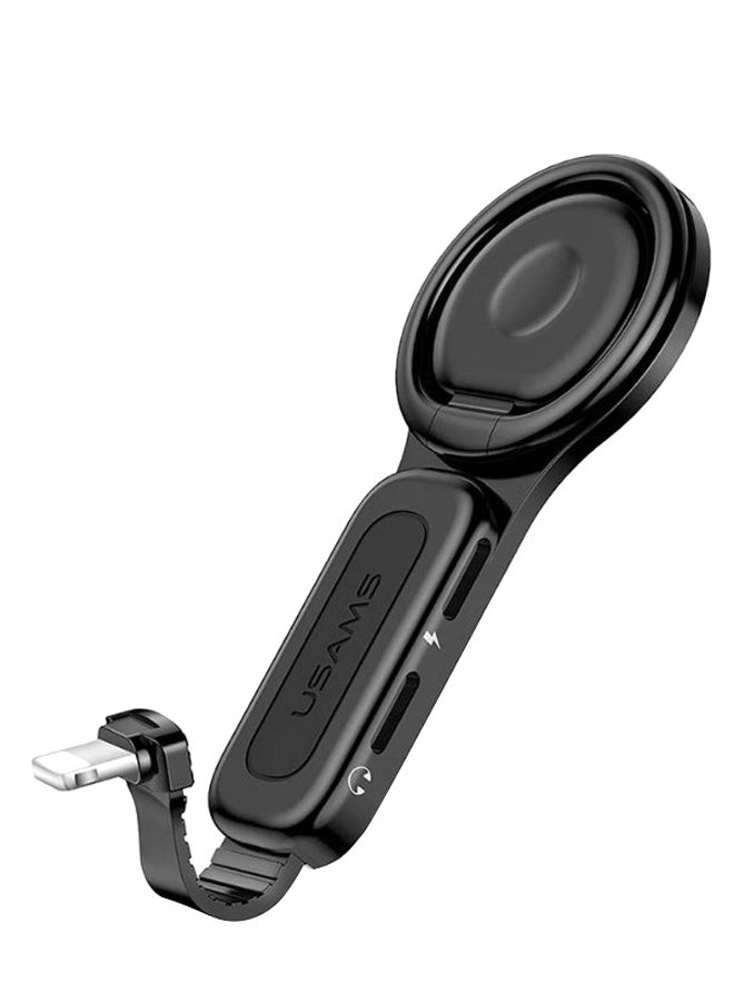 أوسامس حامل حلقي محول 2 في 1 لسماعات الأذن أسود