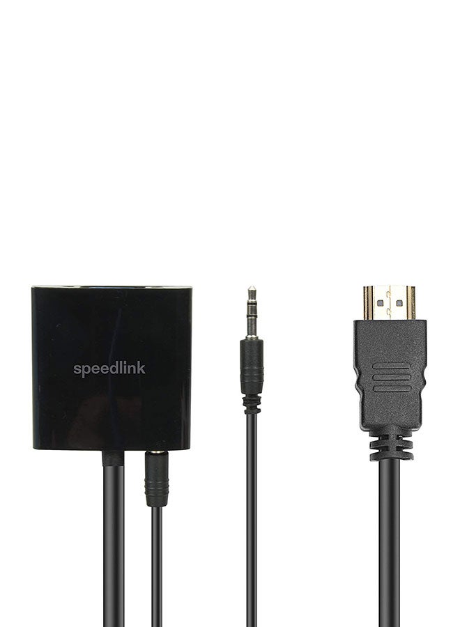 SPEEDLINK HDMI To VGA Adapter With 3.5 mm Jack Black  - Image 2