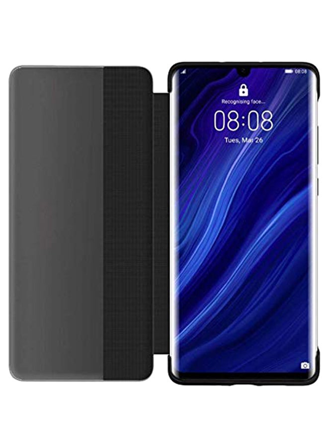 Smart View Flip Case Cover For Huawei P30 Pro Black/Clear