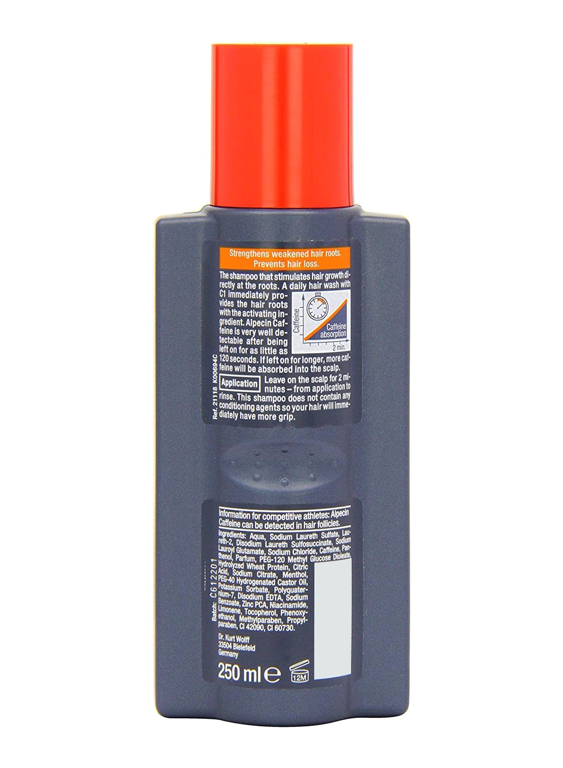 C1 Against Hair Loss Caffeine Natural Shampoo Red/Grey 250ml 