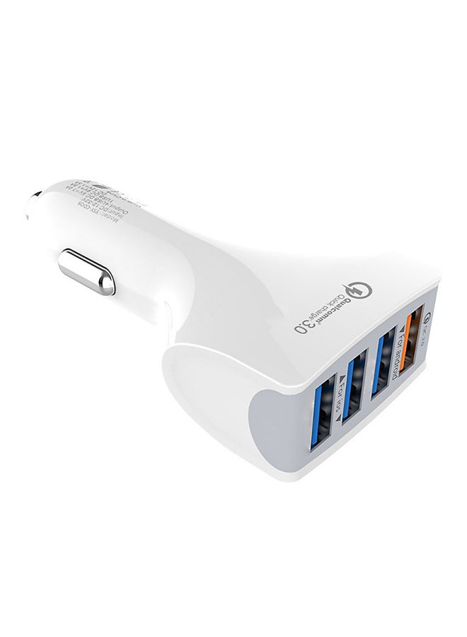Car Charger With 4-USB Port White