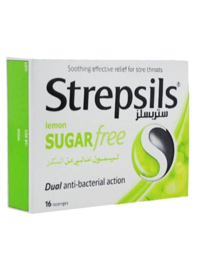 ستربسلز أقراص دواء محلاة بالليمون خالية من السكر ومضادة للبكتيريا لتخفيف التهاب الحلق - 16 قرصاً