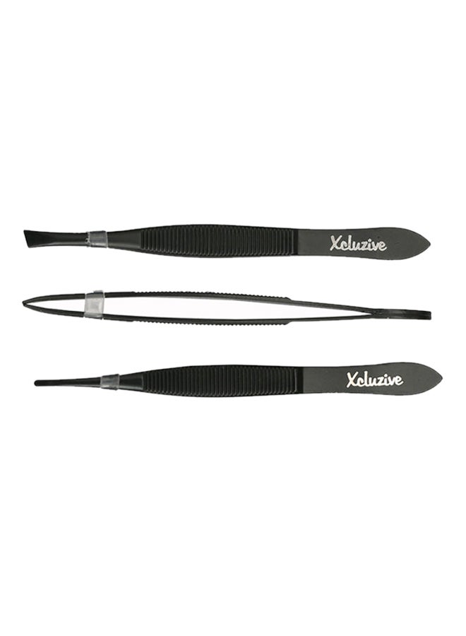 Xcluzive 3-Piece Professional Tweezers Set Black  - Image 1
