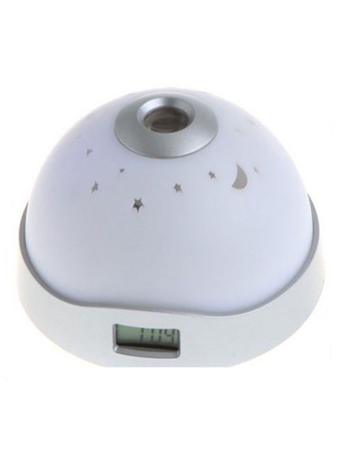 LED Star Night Light Alarm Clock White/Silver 6.5 x 9.6cm