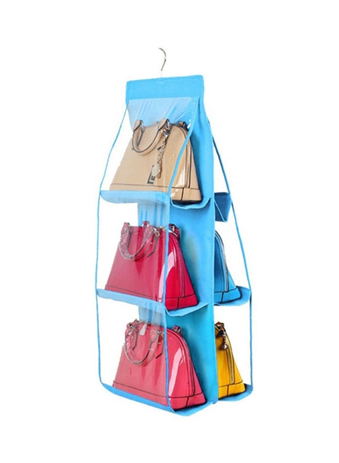 6 Pocket Transparent Hanging Handbag Organizer Blue/Clear 13.8 X 35.4inch 
