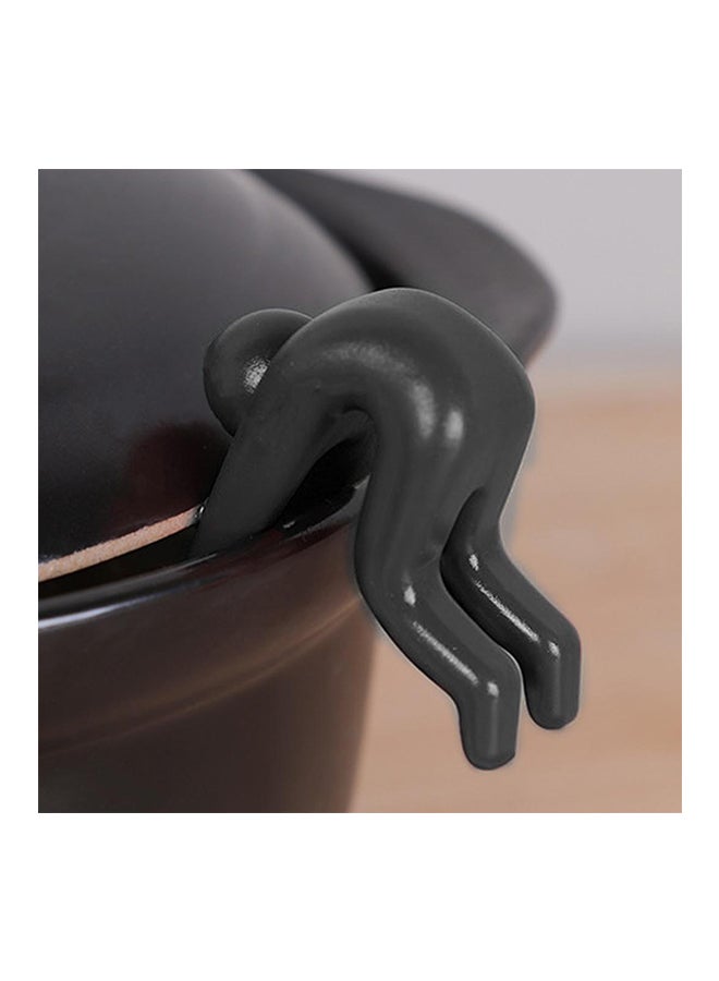 Generic Anti Overflow Holder Preventing Lid Up With Pot Soup Kitchen Gadget Black 5 x 2 x 4cm  - Image 2