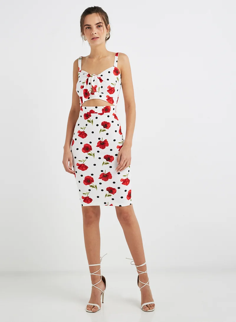 FOREVER 21 Floral Tie-Front Dress Multicolour