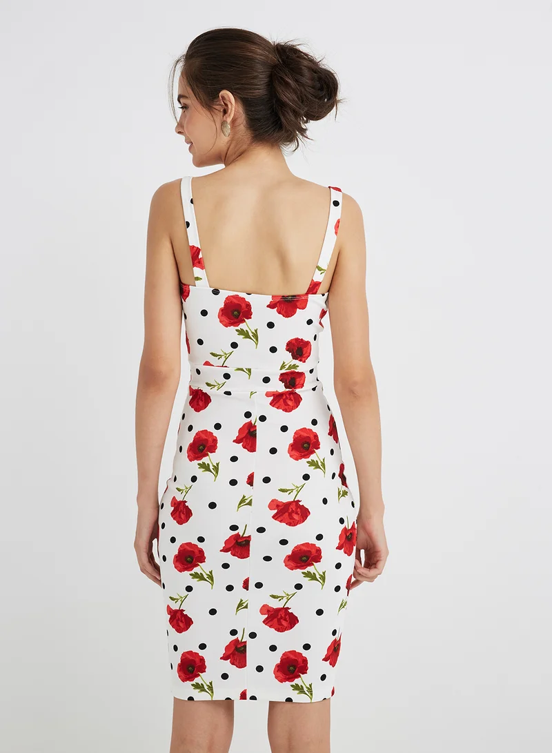 FOREVER 21 Floral Tie-Front Dress Multicolour