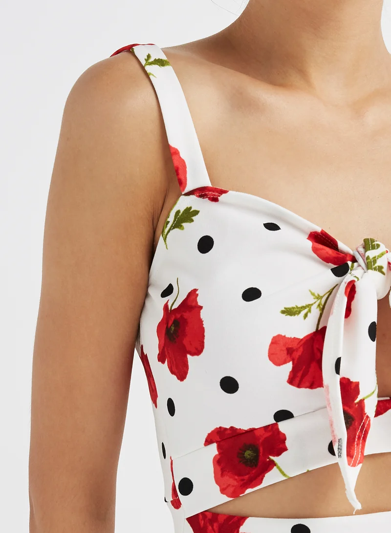 FOREVER 21 Floral Tie-Front Dress Multicolour