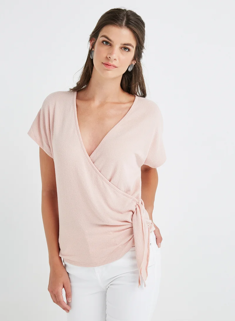 FOREVER 21 Knit Short Sleeve Blouse Rose