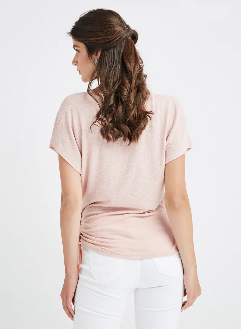 FOREVER 21 Knit Short Sleeve Blouse Rose