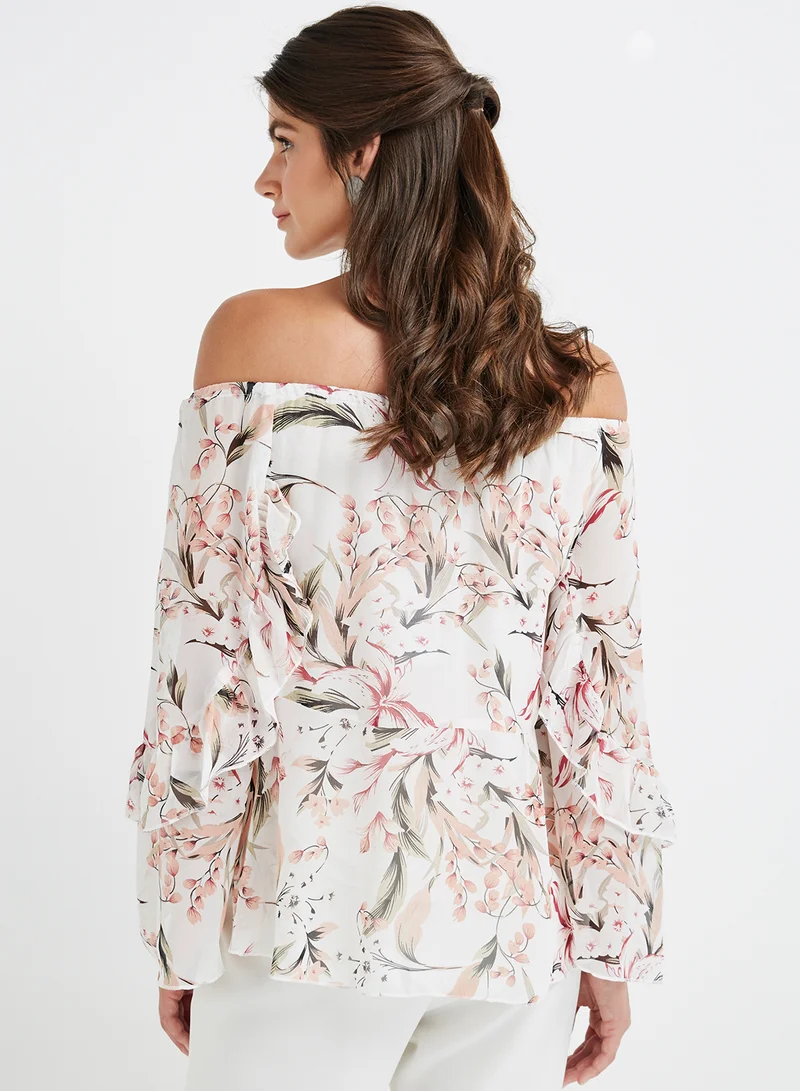FOREVER 21 Woven Long Sleeves Polyester Top Multicolour