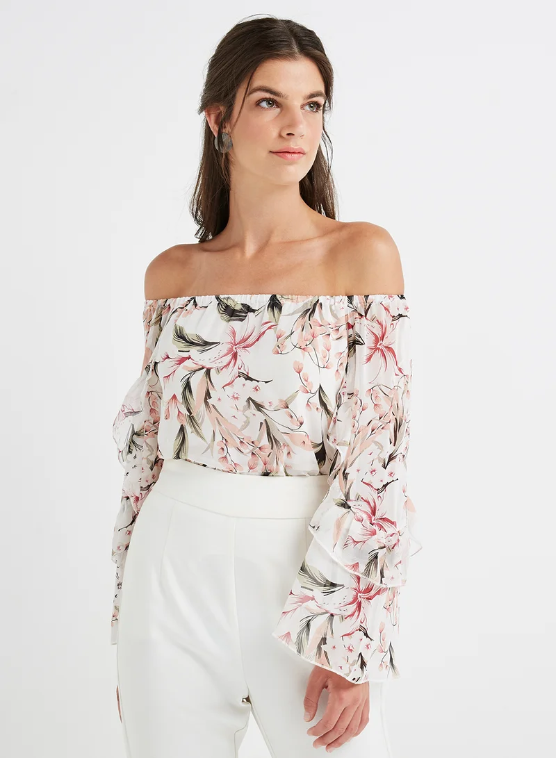 FOREVER 21 Woven Long Sleeves Polyester Top Multicolour