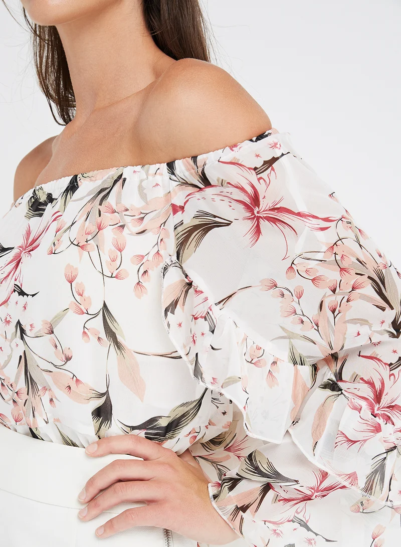 FOREVER 21 Woven Long Sleeves Polyester Top Multicolour