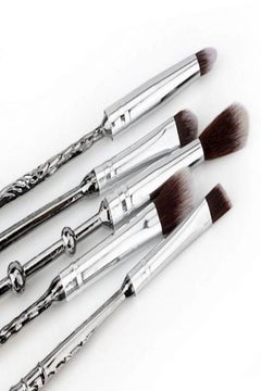 5-Piece Harry Potter Super Fine Magic Wand Makeup Brush Set Silver/Black