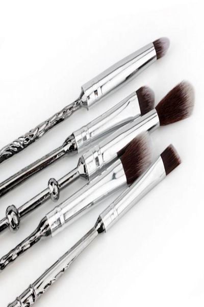 Generic - 5-Piece Harry Potter Super Fine Magic Wand Makeup Brush Set Silver/Black - Image 1