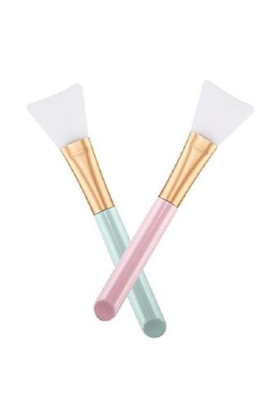 Generic 2-Piece Face Mask Applicator Brush Set Pink/Green/Gold