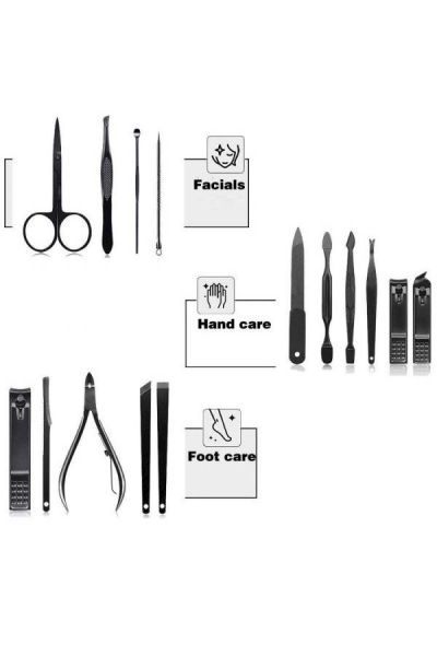 طقم قص الأظافر 15 في 1 فضي / أصفر - Image 1