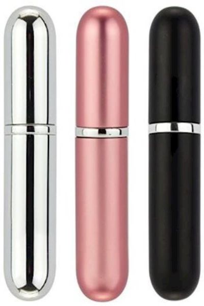 3-Piece Refillable Perfume Atomizer Sliver/Pink/Black - Image 1