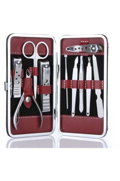 10-In-1 Manicure And Pedicure Nail-Clipper Set Silver/Red/Black