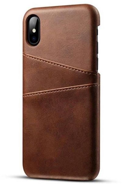 Protective Case Cover For Apple iPhone X With Card Holder Dark Brown  - Image 1