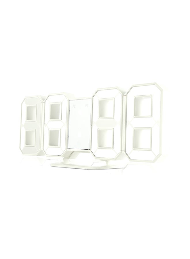 3D LED Digital 24/12 Hours Display Alarm Clock White 60x60x5cm - Image 1