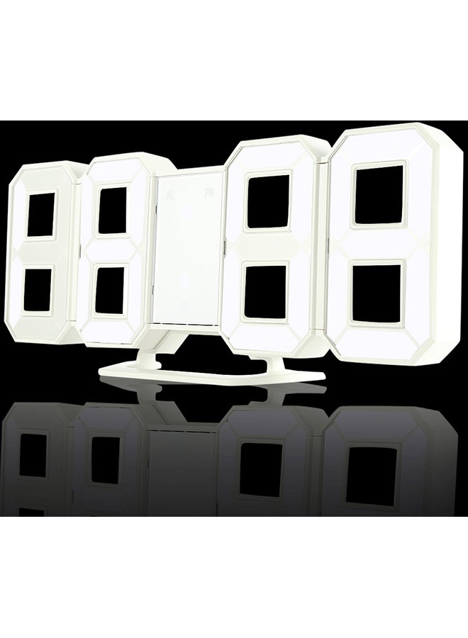 3D LED Digital 24/12 Hours Display Alarm Clock White 60x60x5cm - Image 2