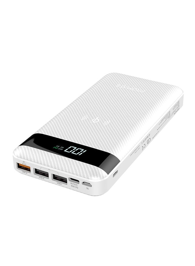 PROMATE - 20000 mAh Qi Wireless Charging with 20Watt PD & QC 3.0 White - Image 1