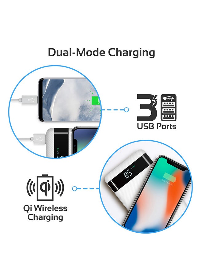 PROMATE - 20000 mAh Qi Wireless Charging with 20Watt PD & QC 3.0 White - Image 1