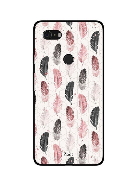 Skin Case Cover -for Google Pixel 3 Black Peach Feathers Black Peach Feathers
