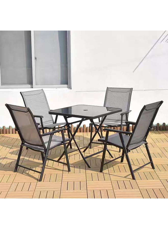 يولان 5-Piece Iron Folding Garden Furniture Set Grey 80cm  - Image 2