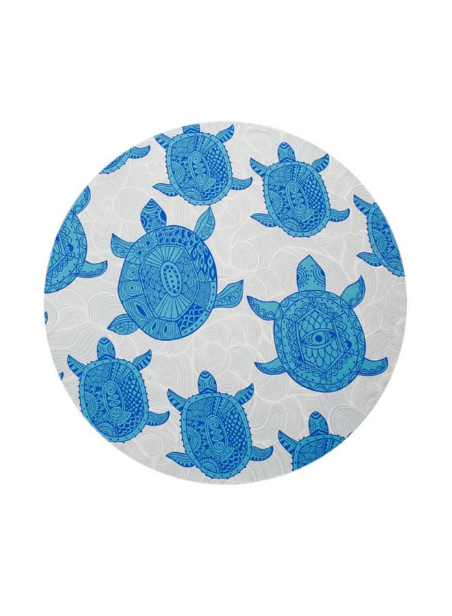 Printed Round Beach Towel Blue/White 130 x 175cm - Image 1