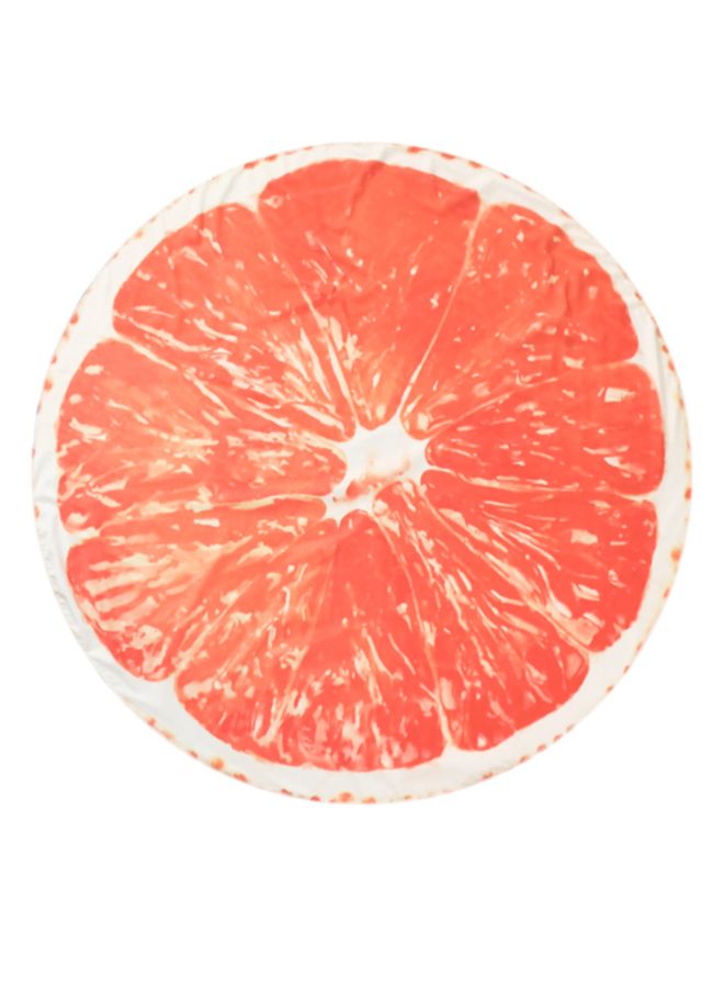 Orange Print Round Beach Towel Orange/White 130 x 175cm - Image 2