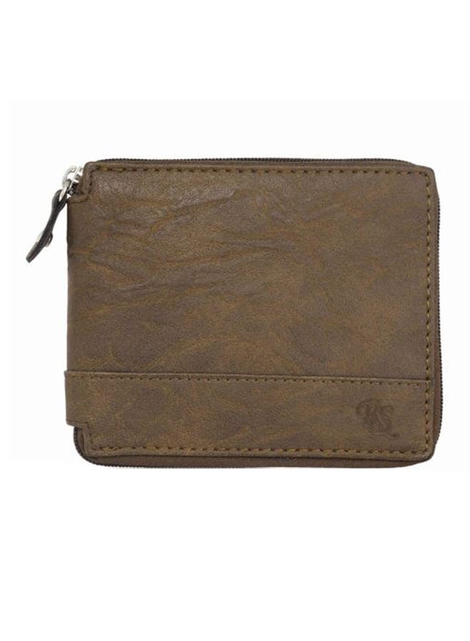 RAG&SAK - Zipper Bifold Leather Wallet Brown - Image 1