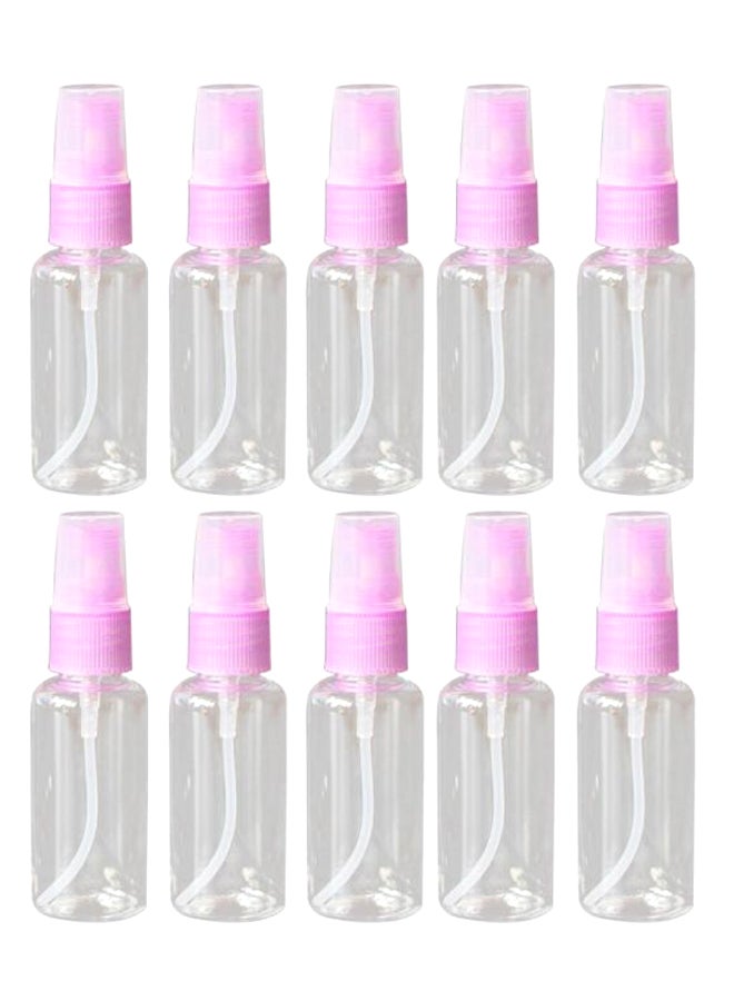 10-Piece Empty Cosmetic Spray Bottle Set Clear/Pink