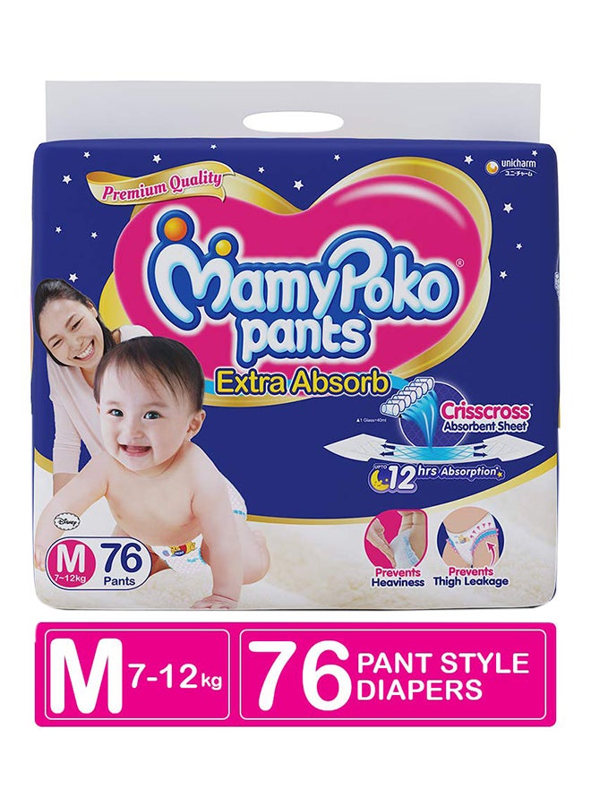 MamyPoko - Extra Absorb Diapers, Size Medium, 7-12 Kg, 76 Count - Image 1