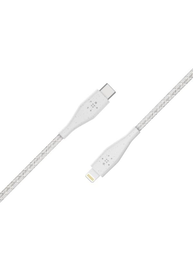 belkin Braided BoostCharge USB-C Cable With Lightning Connector + Strap (Made With Duratek) - Type C To Lightning, Apple Cable For iPhone 13, 13 Pro, 13 Pro Max, 13 Mini And More, 4Ft/1.2M White  - Image 2