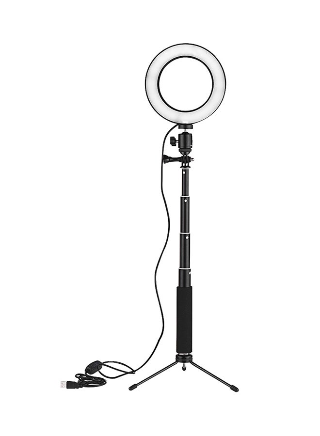 مصباح إضاءة LED صغير بتصميم حلقي لتصوير الفيديو أبيض