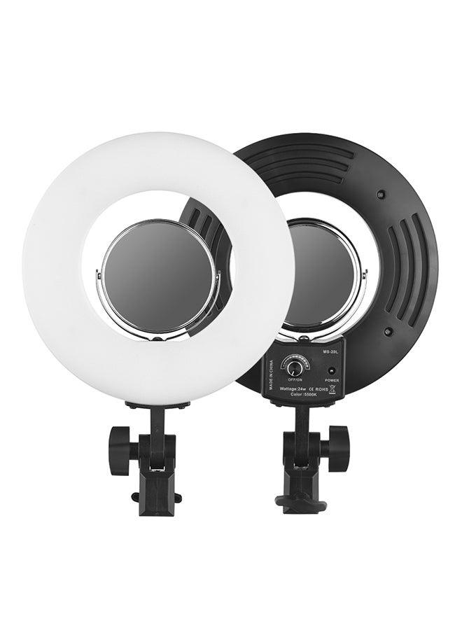 مصباح LED مساعد بتصميم حلقي لتصوير الفيديو أبيض