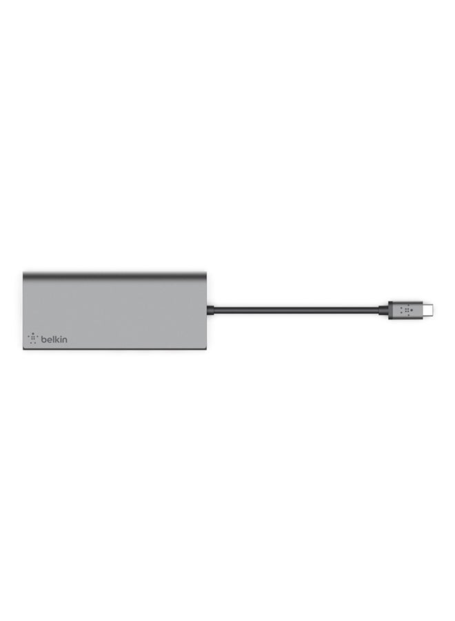 belkin - USB-C Multimedia Hub With Tethered USB-C Cable Grey - Image 1