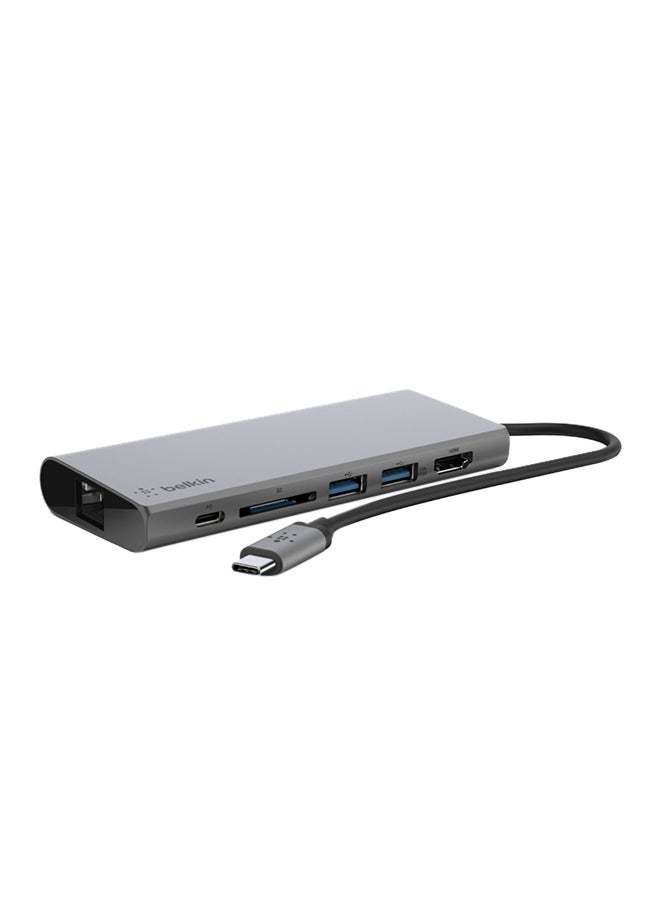 belkin - USB-C Multimedia Hub With Tethered USB-C Cable Grey - Image 1