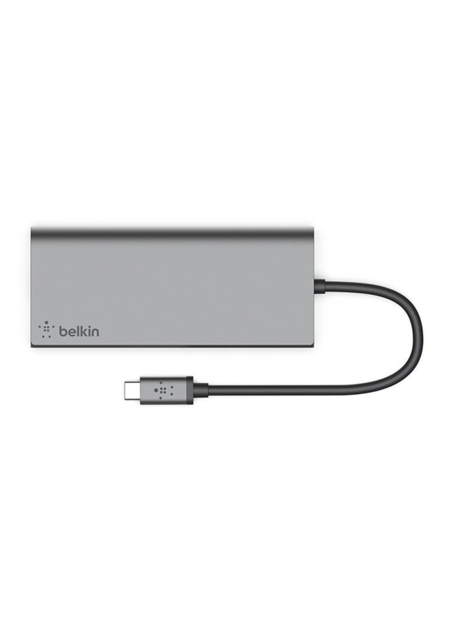 belkin - USB-C Multimedia Hub With Tethered USB-C Cable Grey - Image 1