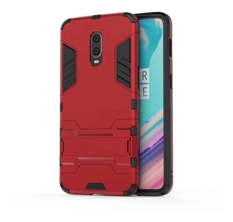 Protective Case Cover For OnePlus 6T Red/Black - Image 1