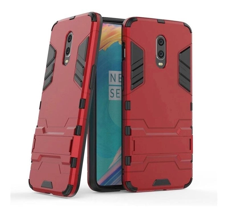 Protective Case Cover For OnePlus 6T Red/Black - Image 2